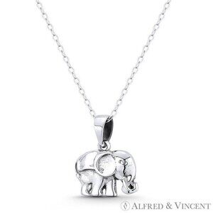 Elephant Charm Solid-Cast Pendant in Oxidized .925 Sterling Silver